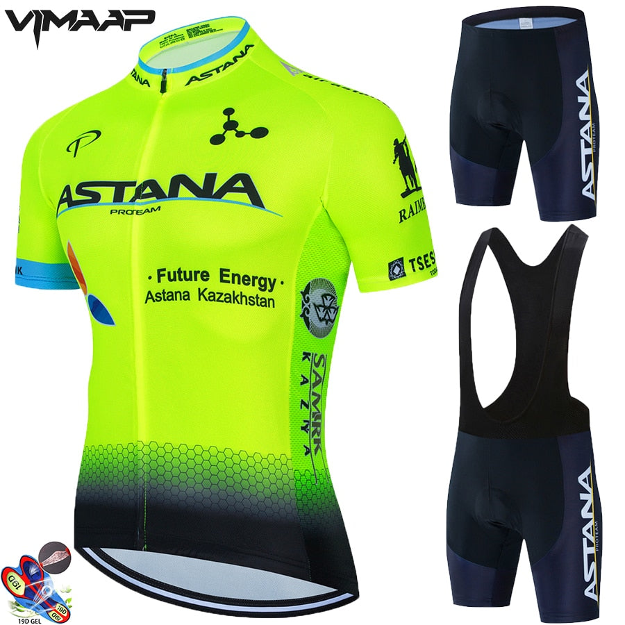 2022 New ASTANA Summer Cycling Jersey Set Breathable Team Mens Cycling Clothing Short And Jersey