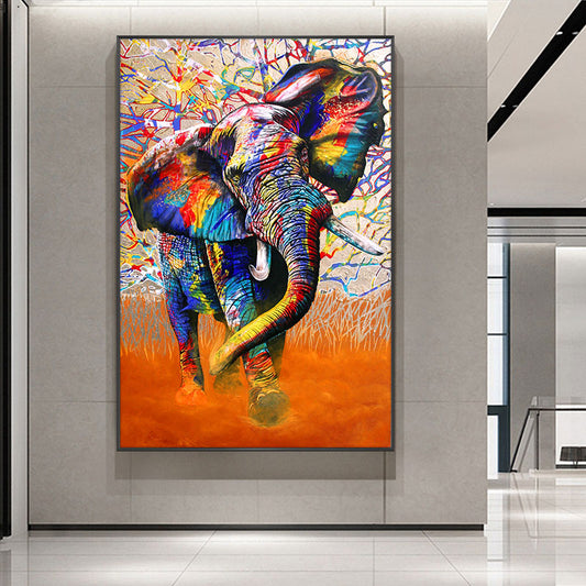 Color Elephant Art Graffiti Animal Canvas Painting Posters and Prints Cuadros Wall Art for Living Room Home Decor (No Frame)
