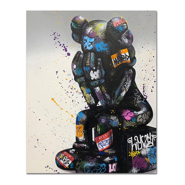 Modern Pop Street Art Graffiti Thinking Canvas Painting Trend Cartoon Posters Prints Wall Decorative