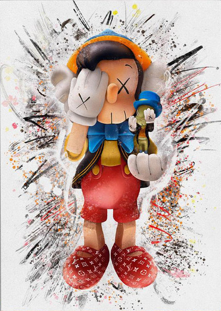 Modern Pop Street Art Graffiti Thinking Canvas Painting Trend Cartoon Posters Prints Wall Decorative