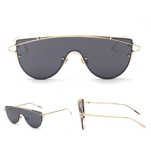 Fashion Luxury Rimless sunglasses Women Brand Designer Celebrity Metal Oversized COOL LOOK - Buyhops