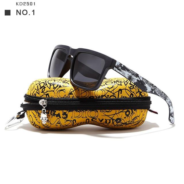 KDEAM Eye-catching Polarized Sunglasses For Men Matte Black Frame Fit. Painting Temples Play-Cool  With Case - Buyhops