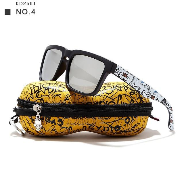 KDEAM Eye-catching Polarized Sunglasses For Men Matte Black Frame Fit. Painting Temples Play-Cool  With Case - Buyhops
