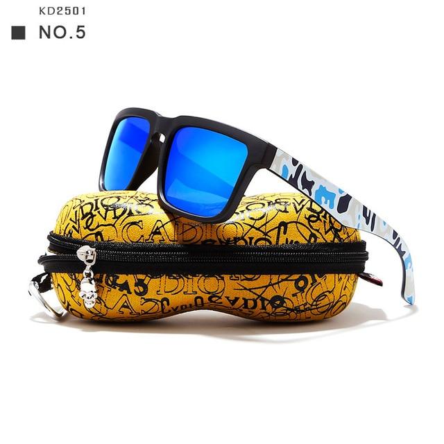 KDEAM Eye-catching Polarized Sunglasses For Men Matte Black Frame Fit. Painting Temples Play-Cool  With Case - Buyhops