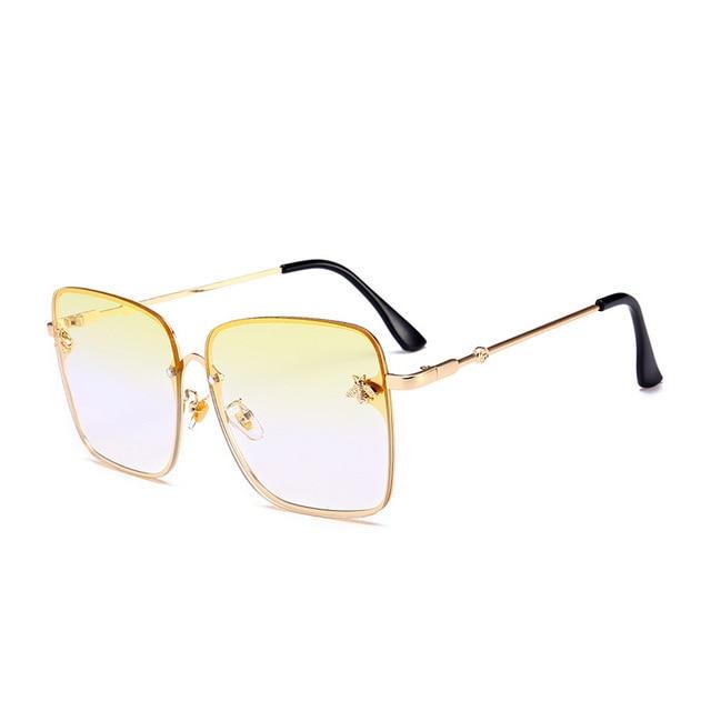 ROYAL GIRL Rimless Square Sunglasses Women Brand Summer Little Bee Decoration Eyewear Pink Yellow Gradient Lens Glasses ss141 - Buyhops