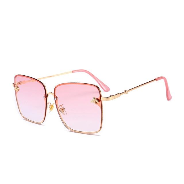 ROYAL GIRL Rimless Square Sunglasses Women Brand Summer Little Bee Decoration Eyewear Pink Yellow Gradient Lens Glasses ss141 - Buyhops