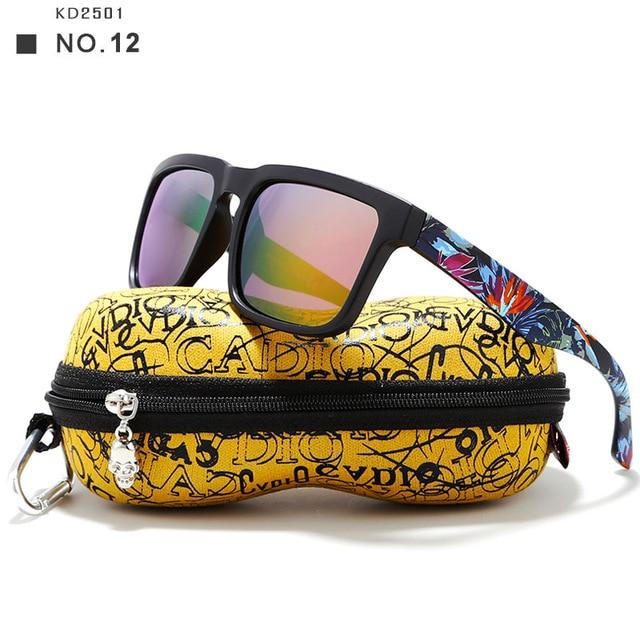 KDEAM Eye-catching Polarized Sunglasses For Men Matte Black Frame Fit. Painting Temples Play-Cool  With Case - Buyhops