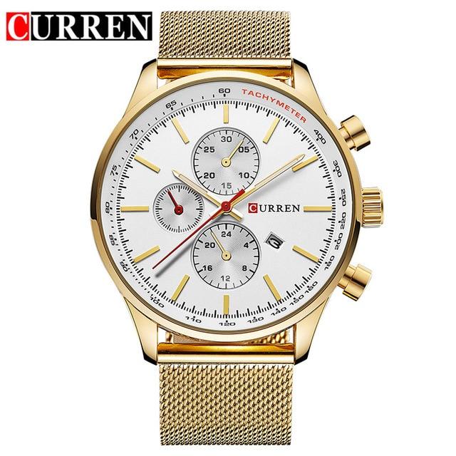 Men Luxury waterproof Clock quartz steel watch gold sports casual CURREN Brand - Buyhops