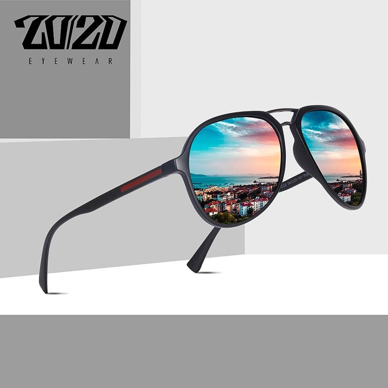 20/20 Brand Design Pilot Men Polarized Driving Sunglasses UV400 Unique Oval Frame - Buyhops