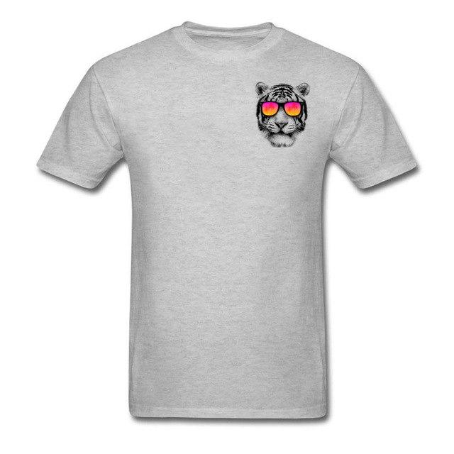 Customized Tops Tees Crew Neck 100% Cotton Tshirts Tiger Sunglasses Printed Tee-Shirt - Buyhops